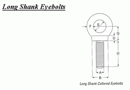 10mm Long Shank Collared Eyebolt Vertical SWL 0.25 Tons